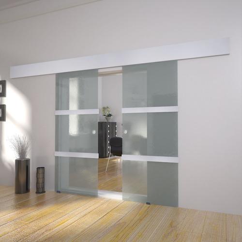 VidaXL Double porte coulissante en verre