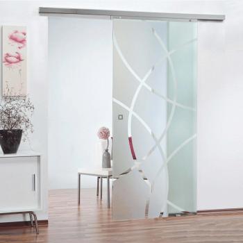 Porte coulissante 75 x 203 cm, décor cercles