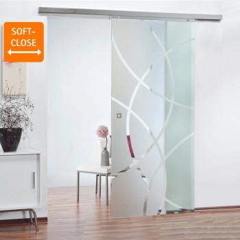Porte coulissante 75 x 203 cm, décor cercles