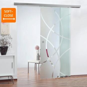 Porte coulissante 88 x 203 cm, décor cercles