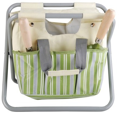 Esschert Design Tabouret porte outils à rayures EL