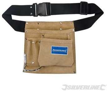 Ceinture-sacoche en daim 5 pochettes outils/clous