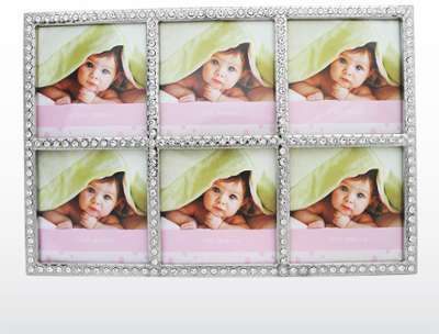 Cadre rectangulaire 6 photos strass