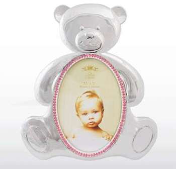 Cadre photo nounours strass rose