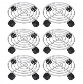 VidaXL Porte-plante à roulettes en métal 6 pcs