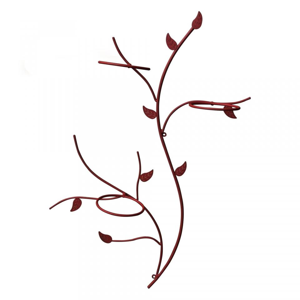 Porte plantes 3 supports en acier galvanisé rouge