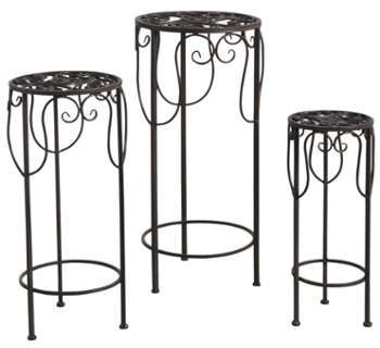 Lot de 3 sellettes rondes en métal vieilli Lot de 3 sellettes rondes