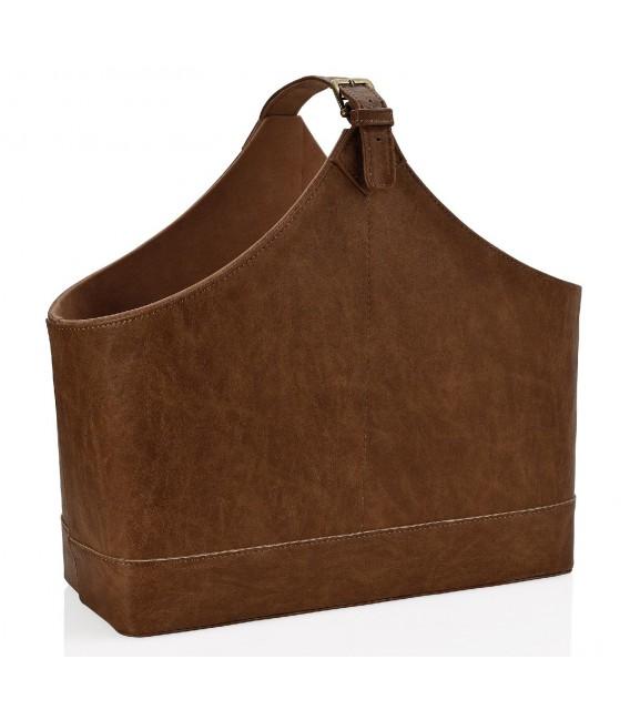 Porte-revues à Poser en Similicuir Marron Foncé