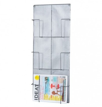 Porte Revues Mural en Métal Gris Ajouré