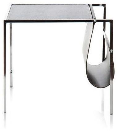 Table dappoint ou porte-livres noir simili cuir -