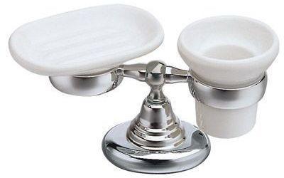 Combiné porte savon et porte verre en céramique sur Combiné porte savon et porte