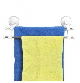Porte-serviette double avec ventouse Blanc