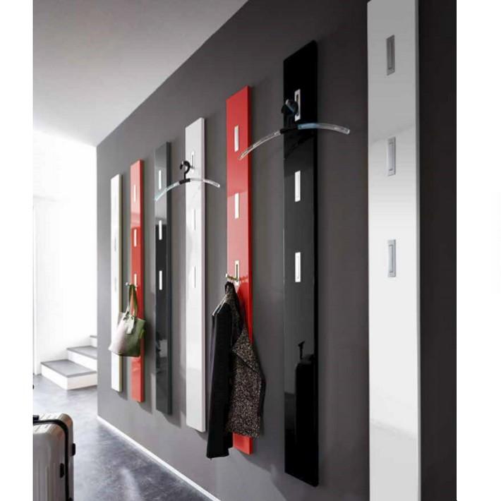 Porte manteau mural laque design rouge noir blanc