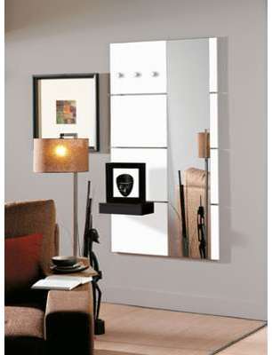 Porte-manteau mural blanc laqué brillant avec miro