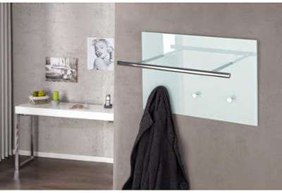 Porte manteau murale en verre trempé et chrome col