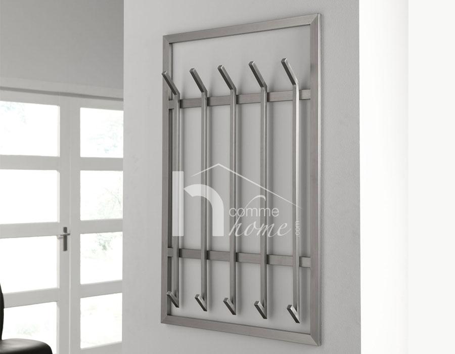 Porte manteau mural design 10 crochets en inox ELV