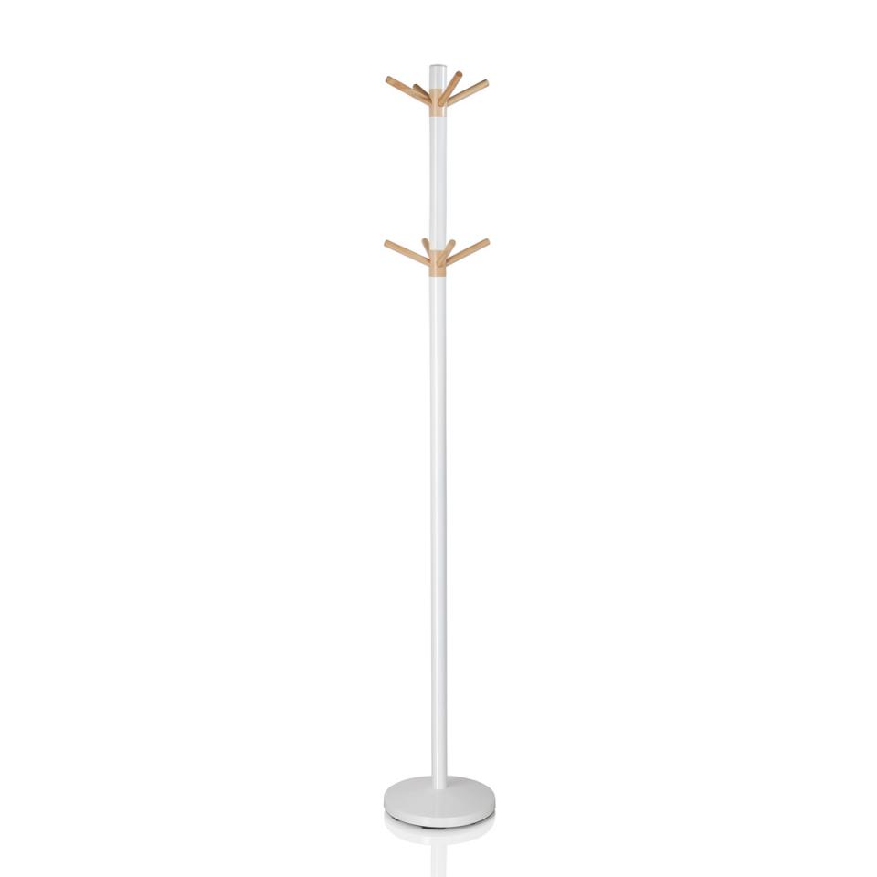 Porte-Manteau Métal Blanc Bois Naturel Porte-Manteau Métal Blanc