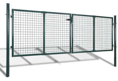 VidaXL Portail double pour clôture en acier laqué
