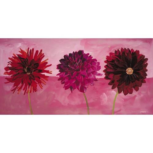Affiche Dahlias vermillon fuchsia carmin