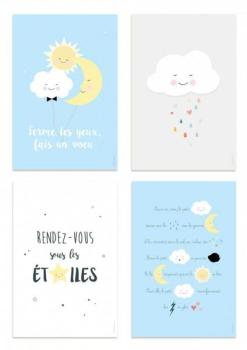 Kit de 4 affiches : nuage