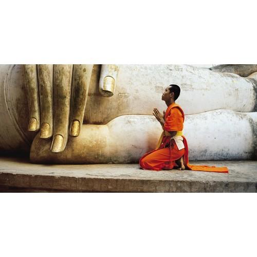 Affiche moine de Sukhothaï et Bouddha géant Thaïla