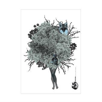 Poster 4 årstider hiver multicolore