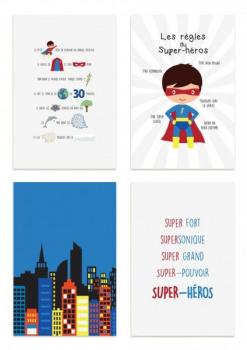 Kit de 4 affiches : super-héros