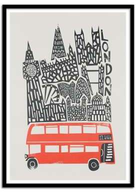 - Affiche art 50x70 Bus rouge Londres - WALL EDITI