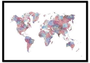 - Affiche art 50x70 Peinture Carte monde - WALL ED