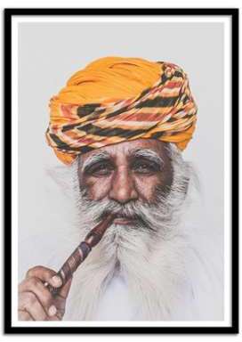 - Affiche art 50x70 cm Jodhpur Indian old man Phot