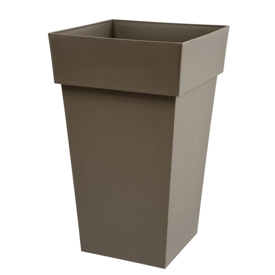 Pot de fleurs haut Toscane Carré 62L taupe 39 x 39 Pot de fleurs haut Toscane