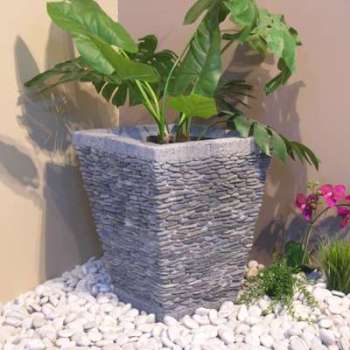 Pot bac jardinière carré galet 50cm jardin extérieur Pot bac jardinière carré galet