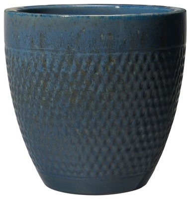 Pot Gatsby bleu en terre cuite émaillée ? D20xH19