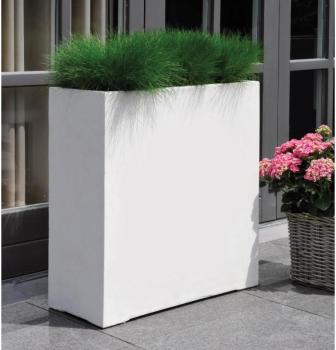 Bac à plantes en fibre de terre 60x25xH 72cm blanc Bac à plantes en fibre de