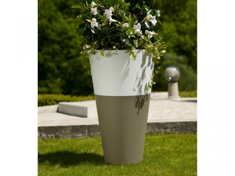 Pot de fleur rond bicolore en polypropylène D50 cm