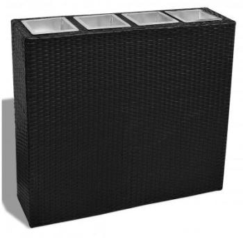VidaXL 1 Bac Rectangle Pot de Fleurs en Rotin Noir