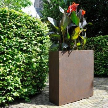 Bac à plantes en fibre de terre 60x25xH.72cm effet