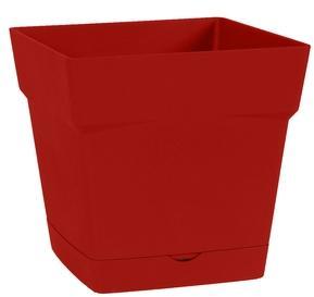 Pot carre Toscane Rouge rubis L24,8 x l24,8 x H24