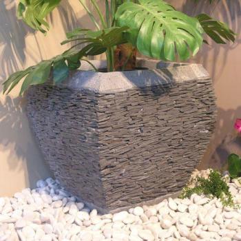 Pot bac jardinière galbé ardoise 50 cm jardin pierre Pot bac jardinière galbé ardoise