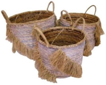 Cache-pot en bananier avec franges (Lot de 3) Cache-pot en bananier avec