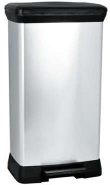 CURVER Poubelle a pédale 50L aspect métal argent