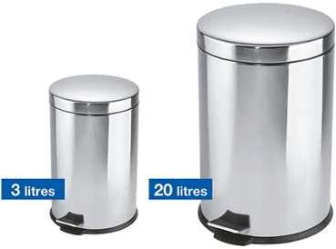 Poubelles à pédale métal inox Top éco - Poubelle à Poubelles à pédale métal inox