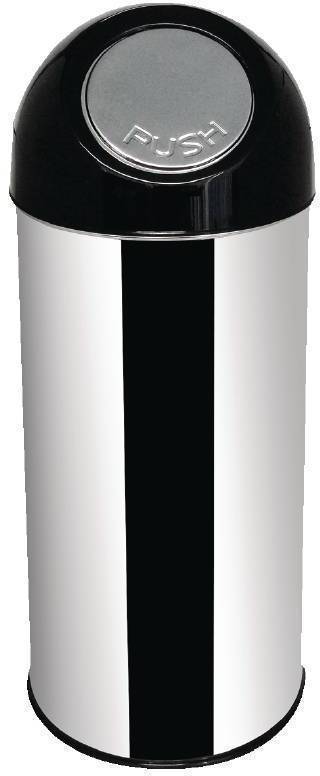 Poubelle Ronde Inox + Couvercle Battant - 50 Litre