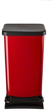 Poubelle à pédale rouge effet métal 40L {CouleurRe