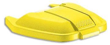 Couvercle jaune pour conteneur carré à roues Rubbermaid Couvercle jaune pour conteneur