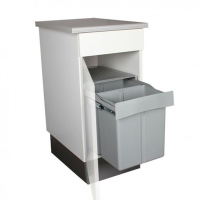 Poubelle cuisine coulissante 2 bacs - 42 litres