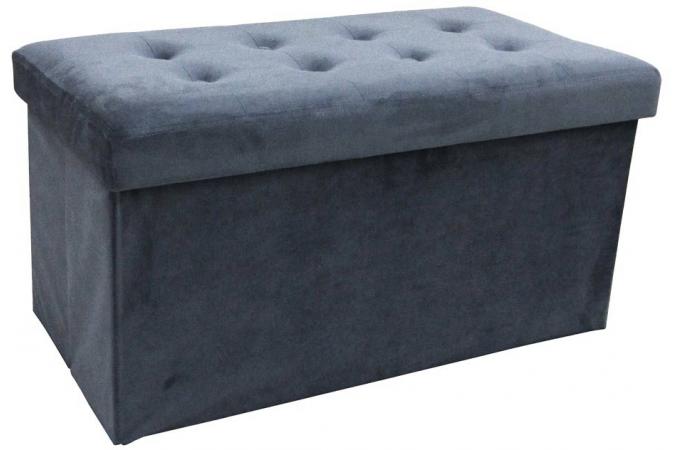 Pouf Coffre rectangulaire pliant Gris foncé SARAH