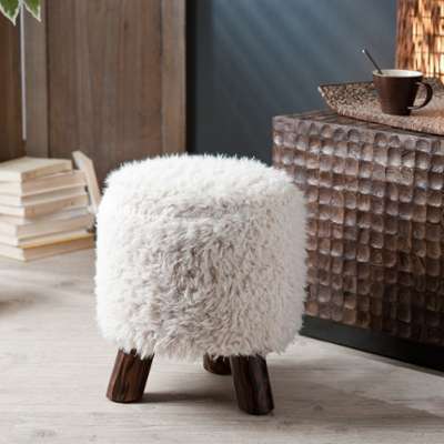 Tabouret crème imitation peau de chèvre Gato