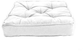 Pouf tapissier HIP HOP (40x40x8cm) Blanc ? 100% co