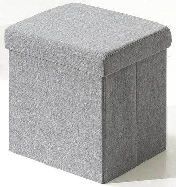 Pouf de rangement en tissu gris clair FRANCIS, 4 c